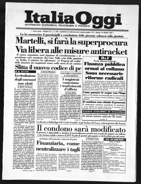 Italia oggi : quotidiano di economia finanza e politica